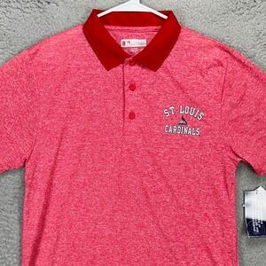 St. Louis Cardinals Mens MLB Polo Shirt Large Red Salt Pepper Rugby True Fan NEW